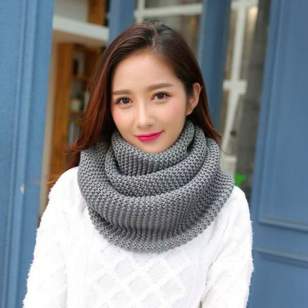 Infinity Scarf Knit - Sıcak Düz Renk Sonsuz Döngü Eşarp