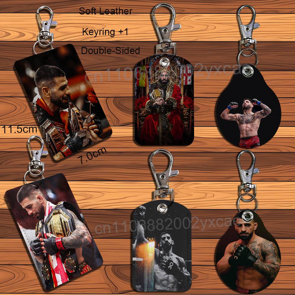Lanyard Badge Holder - Ilia Topuria Deri Anahtarlık Rozetlik Askılı
