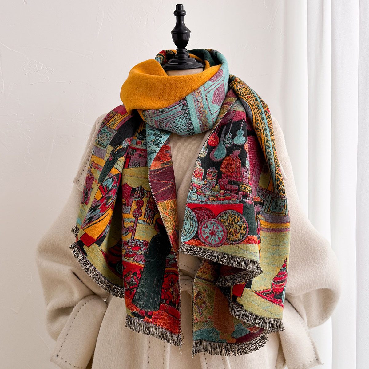 Kadınlar için İmitasyon Kaşmir - Woven Scarf Blanket incelemesi ve fiyatı